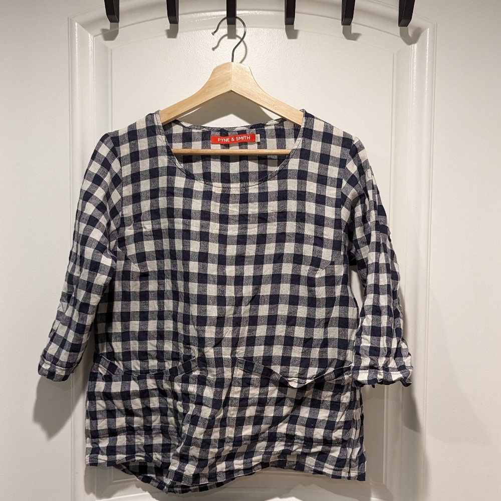 Pyne & Smith Artist Blouse No. 12 in Navy Gingham